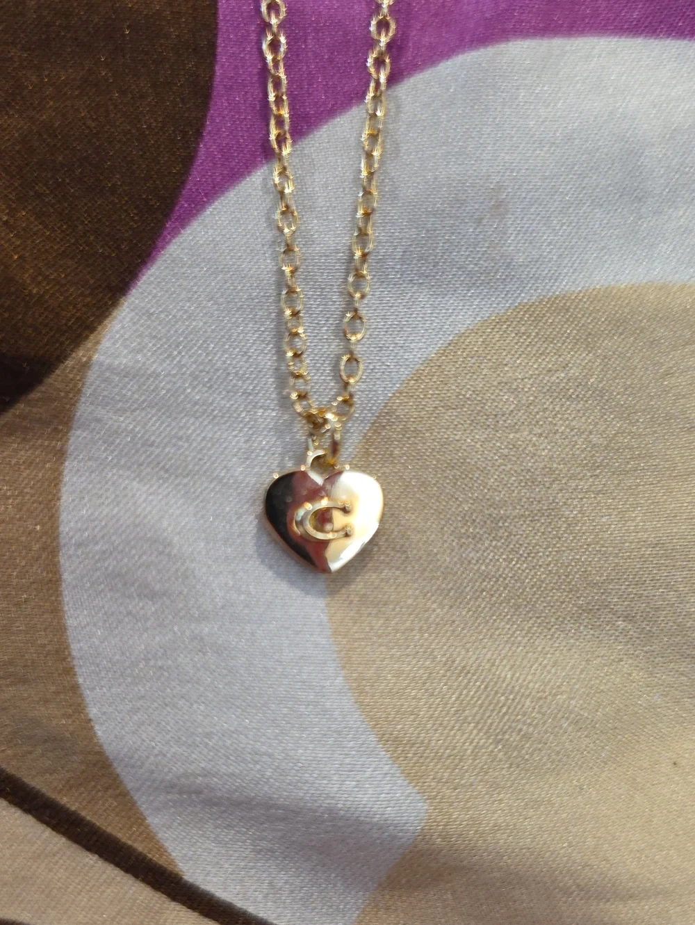 Coach Delicate Gold Toned Necklace With Heart Pendant 18 In